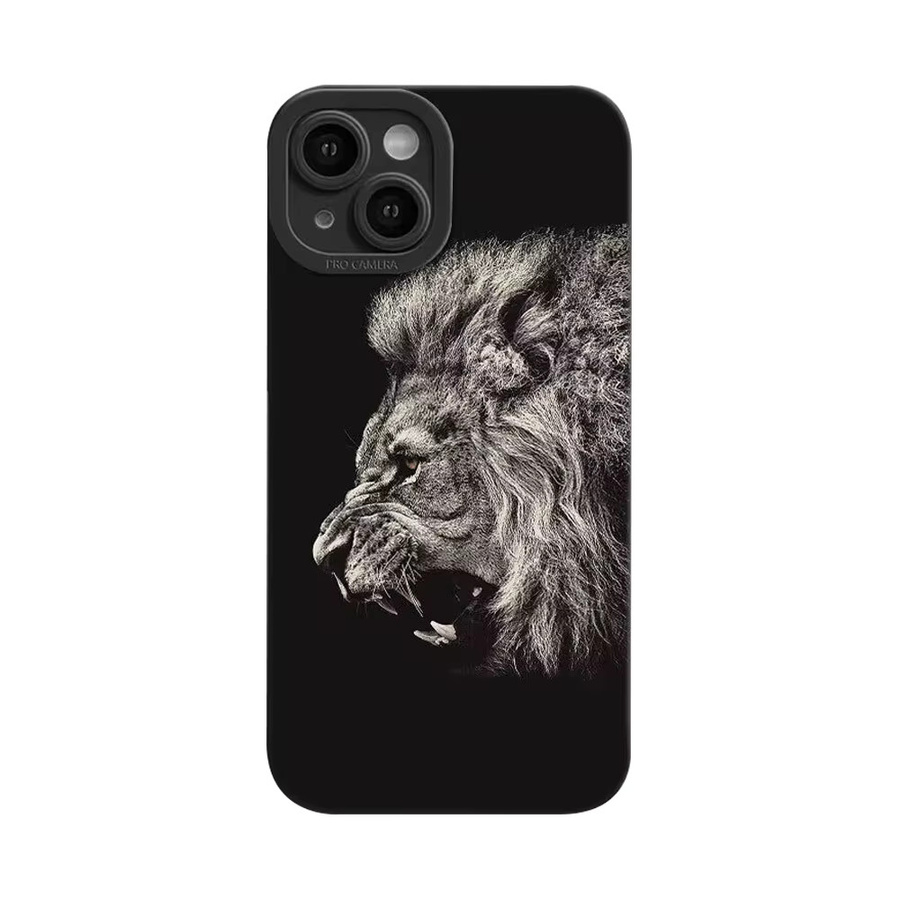 Stoßfeste Silikon Handyhülle mit Löwen-Grafikmuster für iPhone 15 Pro Max 14 13 12 11 XS XR 7 8 Plus SE in Schwarz - Bild 6
