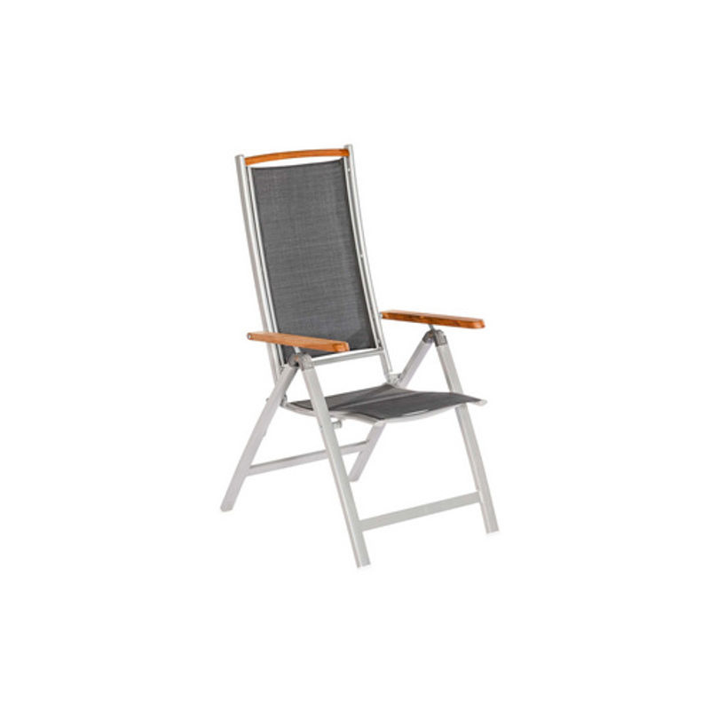 Merxx Klappsessel Siena in Schwarz aus Aluminium, Textil und Akazienholz, B/T/H: 64 x 64 x 117 cm - Bild 2