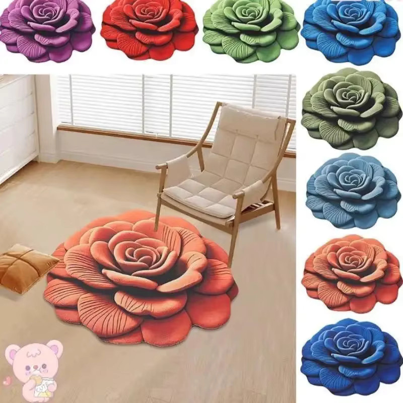 VIKAMA Bodenmatte mit floralem Pfingstrosen-Design in Multicolour, weicher dekorativer Teppich für Schlafzimmer, Badezimmer und Wohnzimmer - Bild 3