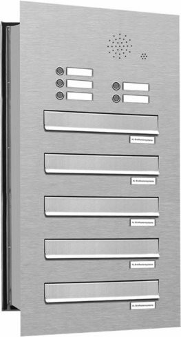 AL Briefkasten für 5 Parteien, Mauerdurchwurf, silberfarben, B/H/T: 153,102 x 80,5 x 48,0 cm - Bild 1
