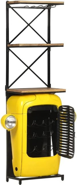 VidaXL Traktor-Weinschrank aus Mango-Massivholz in Gelb, B/T/H: 49 x 31 x 172 cm - Bild 1