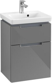 V&B Waschtischunterschrank Subway 2.0 in Glossy Grey mit Chromgriffen, B/T/H: 44 x 59 x 35,2 cm - Bild 1