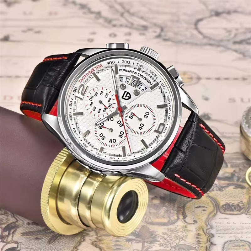PAGANI DESIGN Armbanduhr Quarz, Edelstahl, Leder, Herren - Bild 3