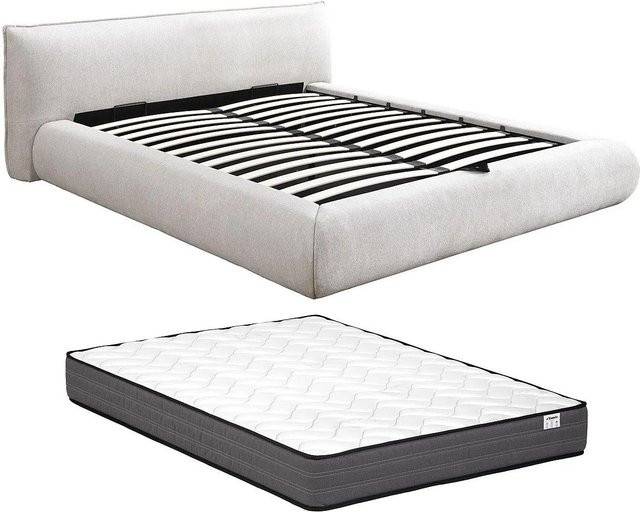 Mirsio Bett mit Bettkasten in Beige mit Stoffbezug B/T/H: 180 x 200 x 244,5 cm - Bild 1