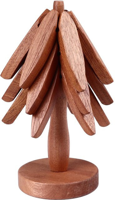 CosyHome Holzuntersetzer Set in Form eines Reichtumsbaums, braun, aus Holz, hitzebeständig - Bild 1