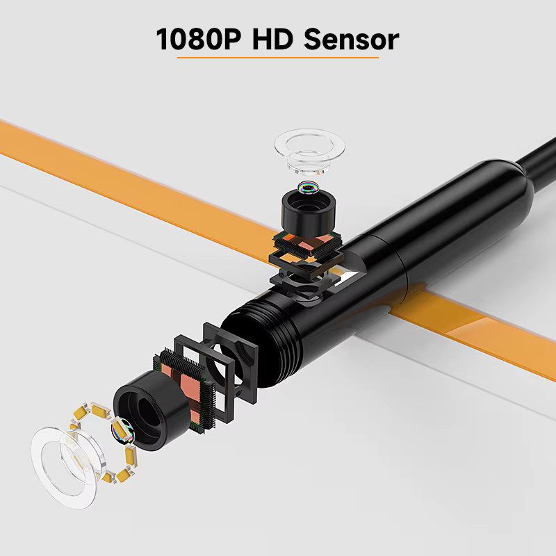 BUMBORN Industrie-Endoskop mit 4,3 Zoll Display, Doppelobjektiv, 1080P Auflösung, IP67 wasserdicht, starres Kabel 2–100 m, abnehmbares Design, Farbe: Schwarz - Bild 2