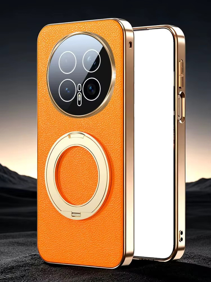 Leder-Handyhülle mit Lychee-Textur und Magnetverschluss für Honor Magic 8, 7 und 6 Pro inklusive 360 Grad drehbarer Metallhalterung und Schutzabdeckung - Bild 5