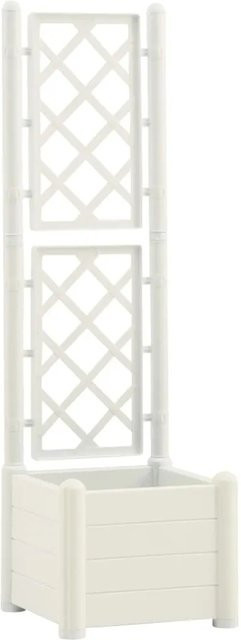 vidaXL Pflanzkübel mit Spalier aus PP in Weiß, H x B x T: 142 x 43 x 43 cm - Bild 1