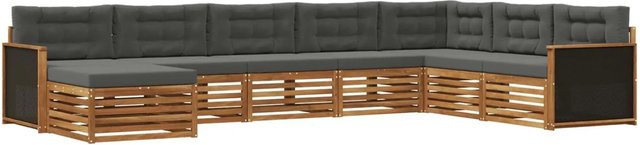 vidaXL Outdoor-Sofagarnitur in L-Form aus Akazienholz mit 8 Kissen in Anthrazit und Natur - Bild 1