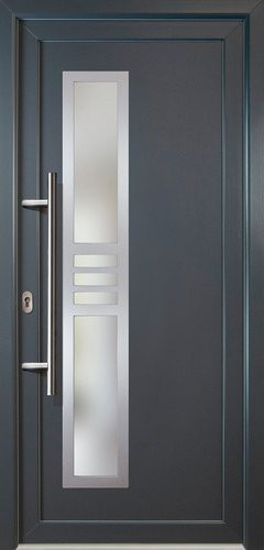 Meeth Kunststoff-Haustür Signum Exklusiv in Grau mit satiniertem Glaseinsatz, nach innen öffnend, ohne Türgriff, Höhe: 200,0 cm, Breite: 88,0 cm - Bild 1