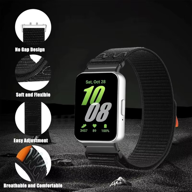 CAOWTAN Sport-Nylonschlaufe für Samsung Galaxy Fit3 Uhrenarmband mit Metallanschluss, atmungsaktiv und bequem - Bild 2