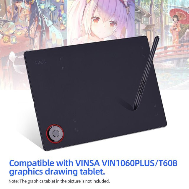 Batterieloser Eingabestift mit 8192 Druckstufen in Schwarz, kompatibel mit VINSA VIN1060PLUS und T608 Grafik-Zeichentabletts - Bild 1
