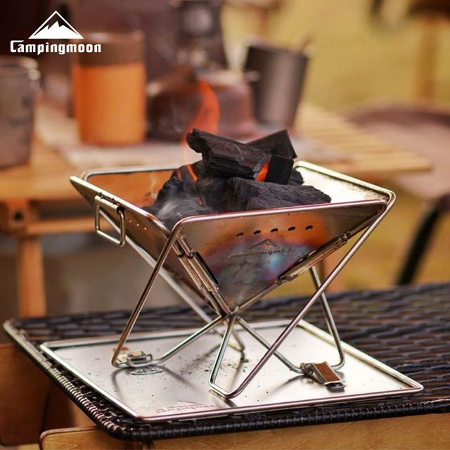 CAMPINGMOON X-MINIPRO Faltbarer Doppel-BBQ-Grill aus 304 Edelstahl in Silber, Tischgrill für Outdoor und Camping, B/T/H: 24,9 x 24,0 x 21,5 cm - Bild 1