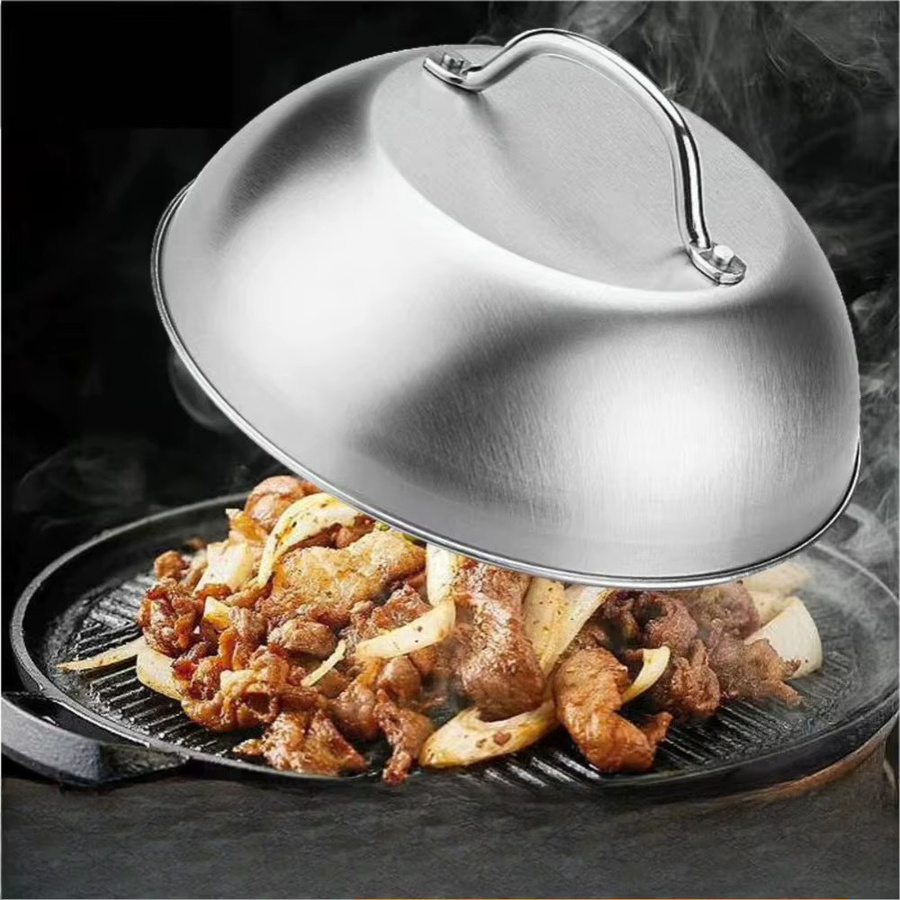 FEB.WIND Edelstahl Topfdeckel in Silber, runde Pfannenabdeckung zum Schmelzen von Käse für Küche und Camping - Bild 3
