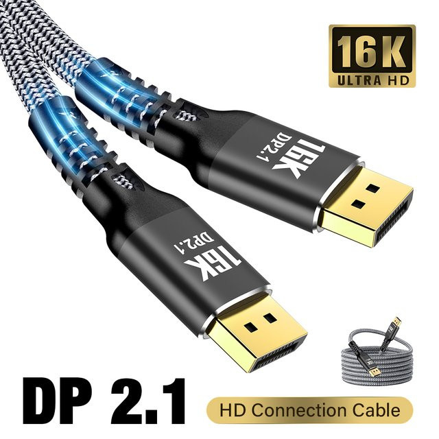 Nephy DisplayPort 2.1 Kabel mit 80 Gbit/s für 16K und 8K, unterstützt FreeSync, G-Sync und HDR10, in Schwarz oder Grau - Bild 1