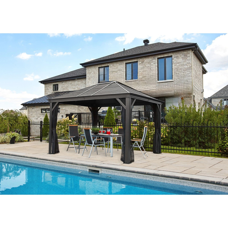 Sojag Aluminium Pavillon Mykonos Doppeldach Anthrazit H x B x T: 291,5 x 299 x 364 cm - Bild 2