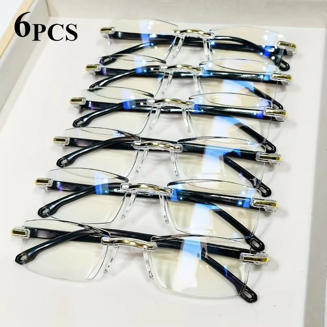 BMAD Lesebrille, randlos, rechteckig, Metall, transparent, Unisex - Bild 1