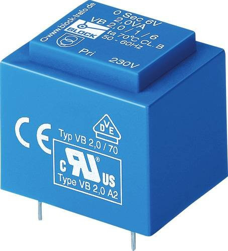 Printtransformator Block VB 2,8/2/12 in Blau, 1 x 230V zu 2 x 12 V/AC, 2.80 VA, 116mA - Bild 1