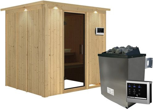 Karibu Sauna Rakvere für 3 Personen mit 9 kW Saunaofen und externer Steuerung, beige - Bild 1