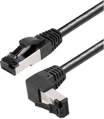Maxtrack TI49-1,5L RJ45 Patchkabel CAT 8.1 S/FTP Ethernet LAN, Schwarz, Länge: 1,50 m, 90 Grad nach oben gewinkelt, ammoniakbeständig - Bild 1