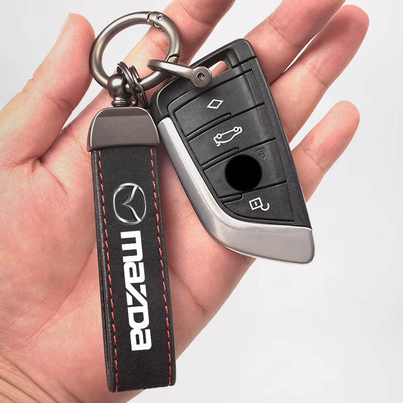 Mazda Schlüsselanhänger, Metall und Leder, Wildleder - Bild 2
