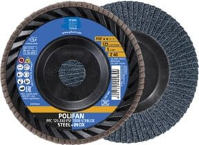 PFERD TOOLS POLIFAN Fächerscheibe PFC konisch Z40 Universallinie PSF TRIM STEELOX für Stahl und Edelstahl, Blau, Durchmesser: 125 mm, Bohrung: 22,23 mm - Bild 1