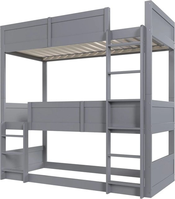 Merax Hochbett für Kinder aus Massivholz und MDF in Grau und Weiß, B/T/H: 90 x 200 x 191 cm - Bild 1