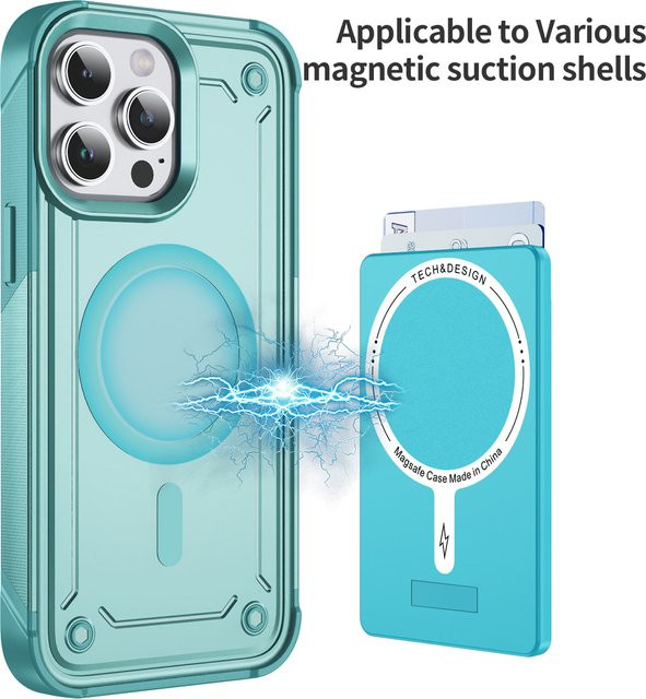 Magnetischer Kartenhalter in Transparent Rot für MagSafe iPhone 12 13 14 15 16 Pro Max und Samsung S22 S23 S24 Ultra als Brieftasche Tasche - Bild 1