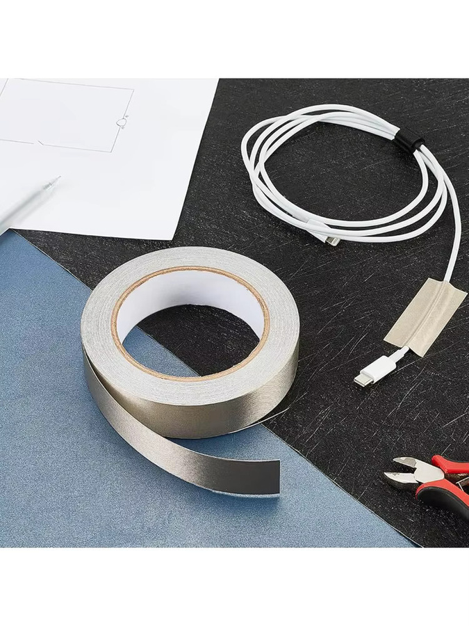 Leitfähiges Gewebeklebeband in Silber zur Anti-Interferenz-Abschirmung gegen elektromagnetische Wellen für Mobiltelefone und Touchscreens, Breite: 20,0 mm, Tiefe: 10,0 mm - Bild 4