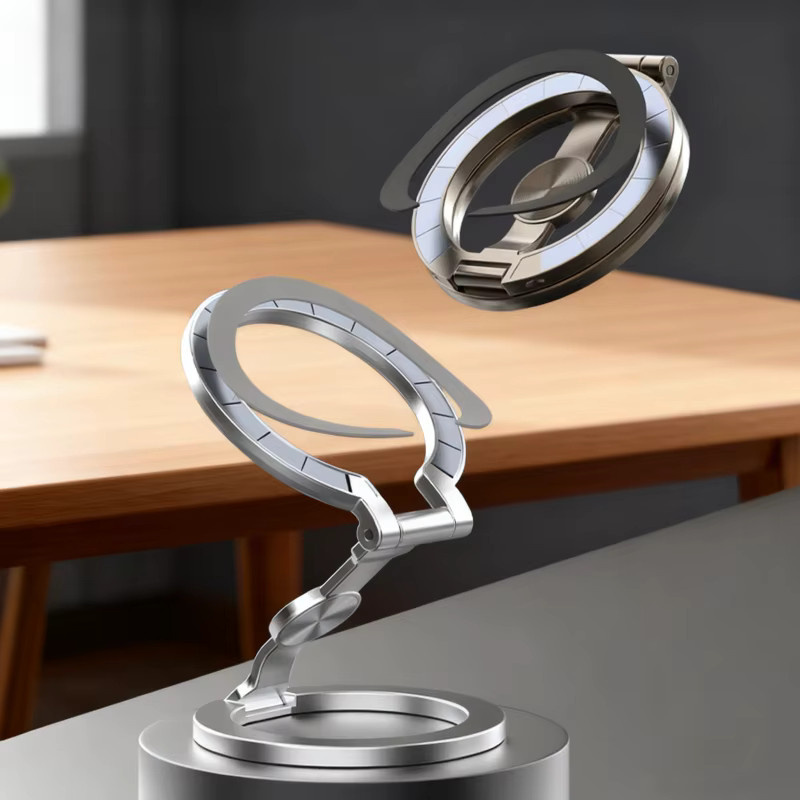 WSSHE Dualer magnetischer Handy-Fingerring-Halter in Schwarz, abnehmbarer Handygriff und Ständer kompatibel mit MagSafe für iPhone und Samsung - Bild 4