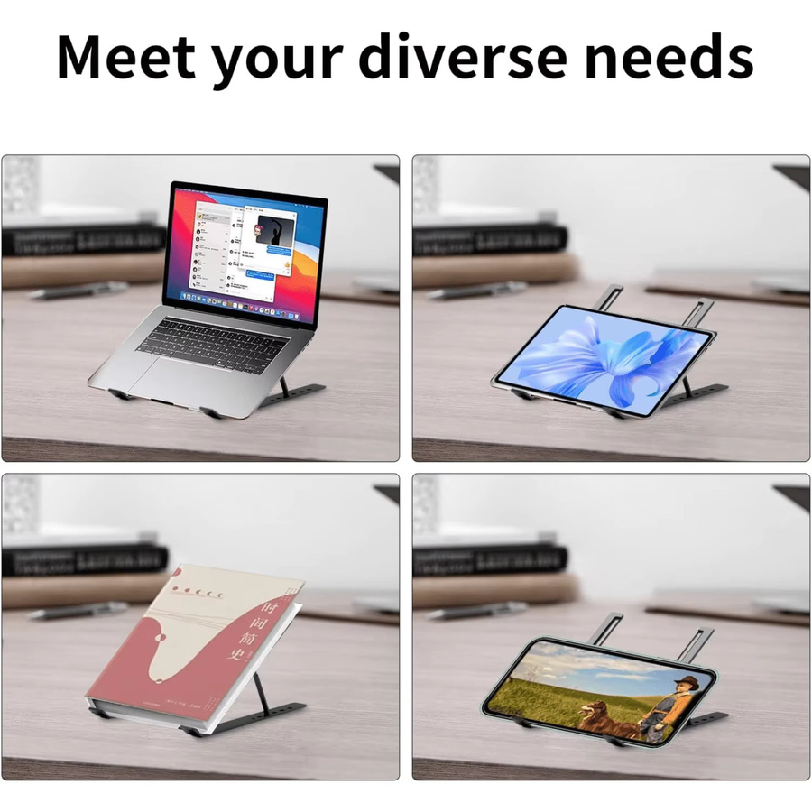 XMSJ Laptop-Ständer aus Aluminiumlegierung in Weiß, verstellbarer und rutschfester Schreibtisch-Ständer mit Silikonbeschichtung - Bild 4