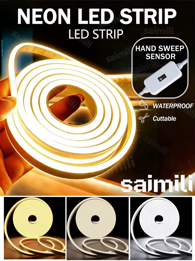 Shine-tale Neon LED-Lichtband mit Handbewegungssensor und Dimmer, USB 5V, wasserdichtes flexibles Silikon-Lichtband für moderne Heim- und Raumdekoration - Bild 7