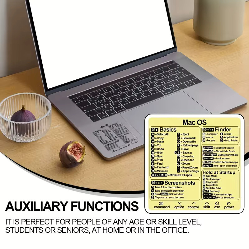 MAC OS Tastaturkürzel-Aufkleber mit Buchstaben-Design für dein MacBook, kratzfeste Hot-Key-Aufkleber für deinen Laptop - Bild 3