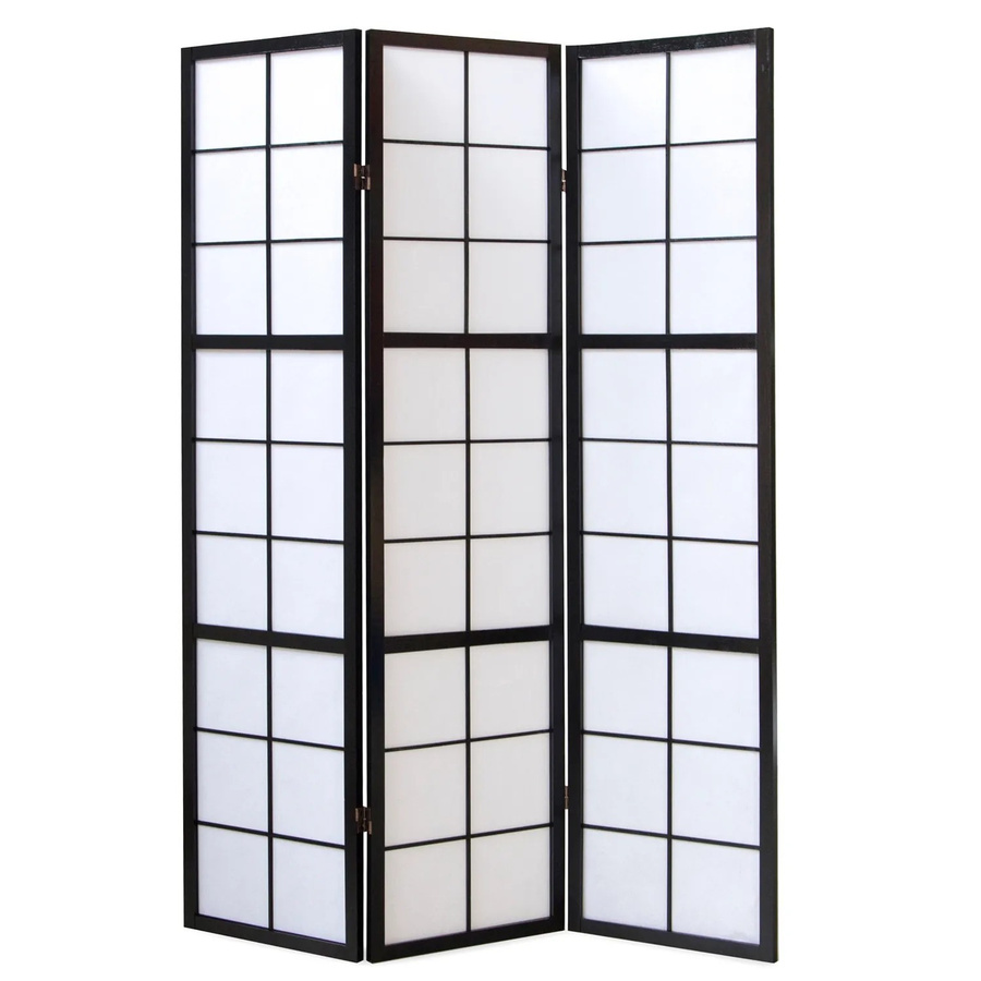 Homestyle4u 3-tlg. Shoji Paravent aus Holz und Reispapier in Schwarz, Breite: 132 cm, Höhe: 175 cm - Bild 2