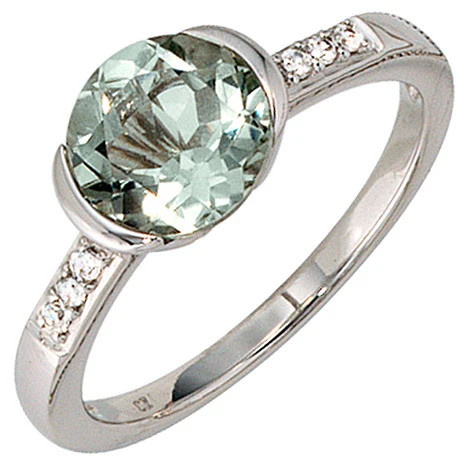 Colfem Ring 585 Weißgold, Diamant, Brillant, Amethyst, Damen, Ringgröße 54 - Bild 1