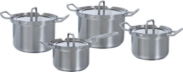 BK Q-linair Master Glas Topfset 4-teilig aus Edelstahl und Glas in Silber - Bild 1