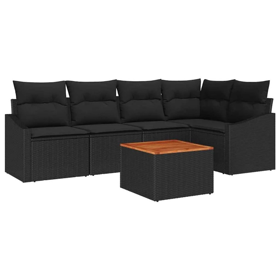 vidaXL Garten-Sofa-Set 6-teilig aus Polyrattan in Schwarz mit L-Form und Stauraum - Bild 2