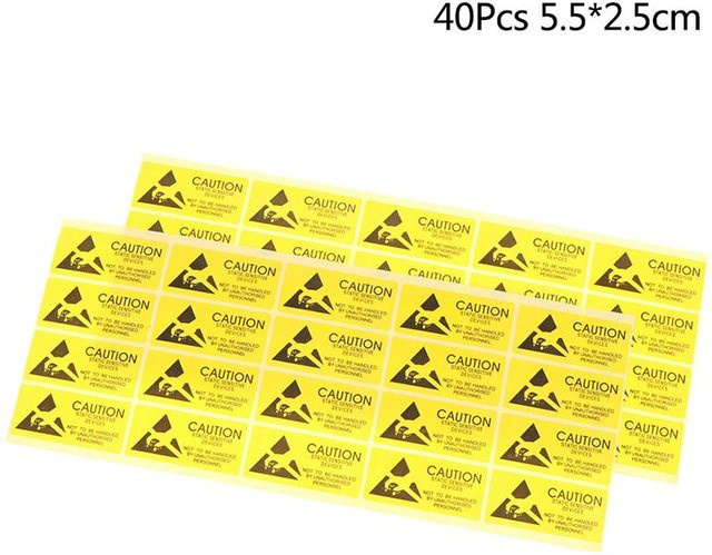 40 Stück Binchi Outdoor Product ESD Warnhinweis Aufkleber für statisch empfindliche elektronische Bauteile in Gelb - Bild 1