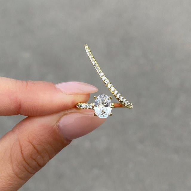 Huitan Chic Eheringe, ovale Zirkonia, Kupfer, Gold, Damen - Bild 1