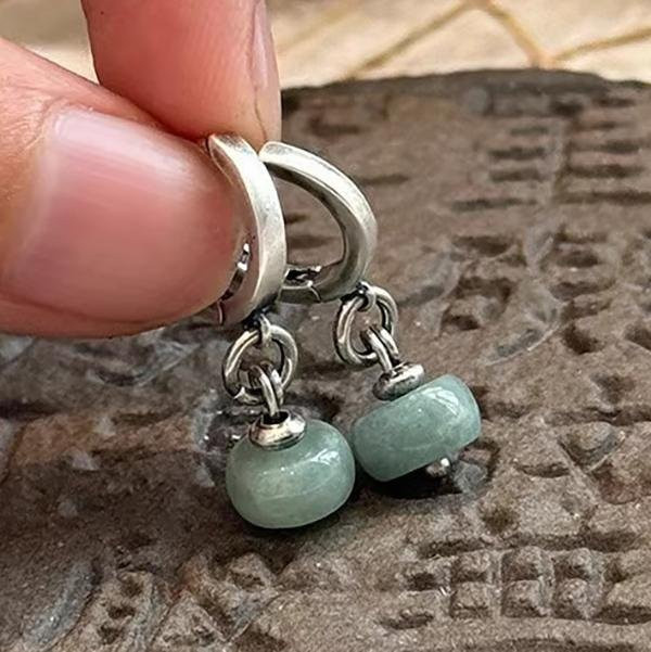 Creolen 925 Silber, Jade, Damen - Bild 1
