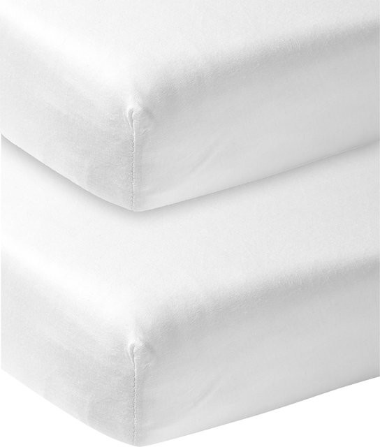 Meyco Baby 2er-Pack Jersey-Spannbetttücher aus Baumwolle, Weiß, B: 50 cm, L: 90 cm - Bild 1