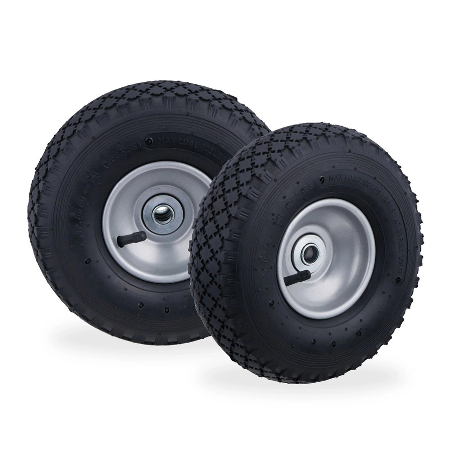 Relaxdays Sackkarrenrad 2er Set aus Gummi und Stahl in Schwarz und Grau mit Kugellager, Durchmesser: 26 cm, Breite: 8,5 cm - Bild 2