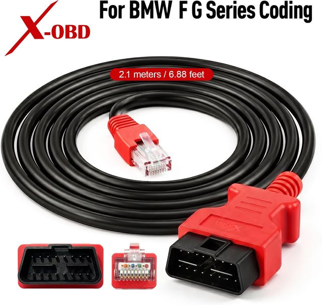 X-OBD ENET-Kabel für BMW F/G Serie Codierung, Ethernet zu OBD2 Diagnose-Schnittstelle, Schwarz, Länge: 2 m - Bild 1