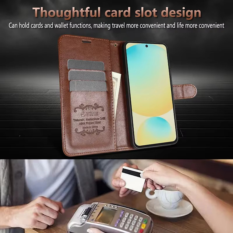 EUCAGR Luxus Business Wallet Magnetische TPU Ledertasche für Samsung Galaxy S26 Ultra S25 S24 S23 S22 S21 FE in Braun - Bild 3