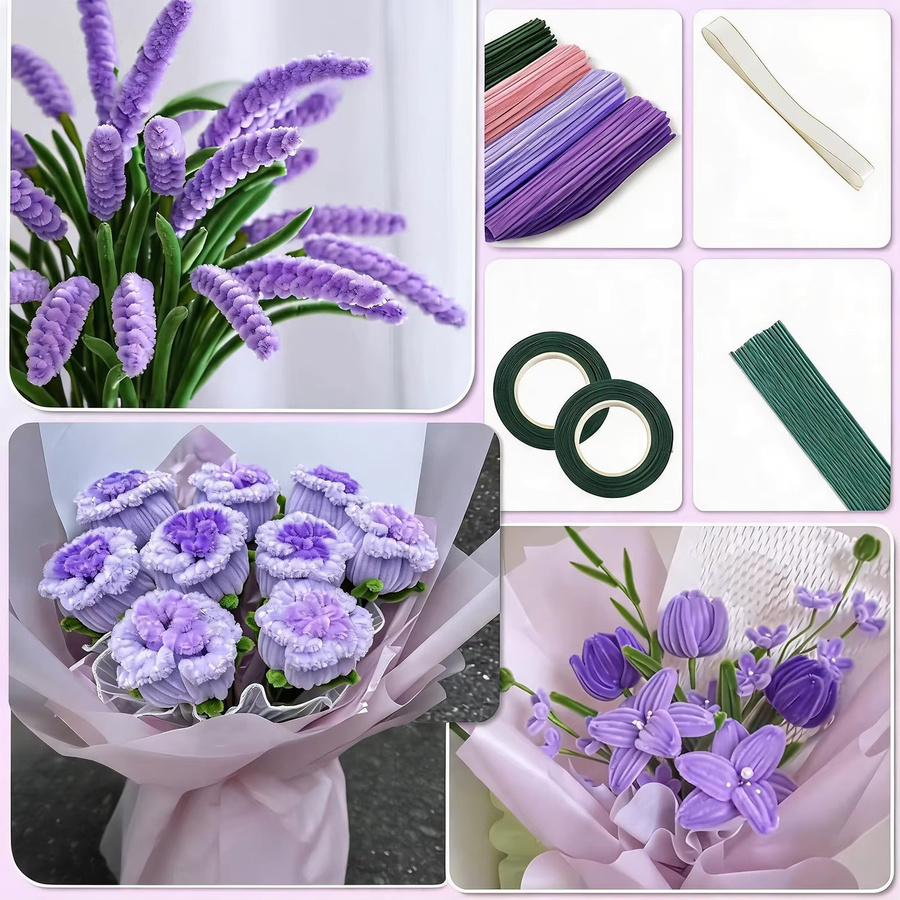400 Stück Pfeifenreiniger Set in 3 Farben für Bastelarbeiten und DIY-Blumenherstellung mit Multicolour-Effekt - Bild 3