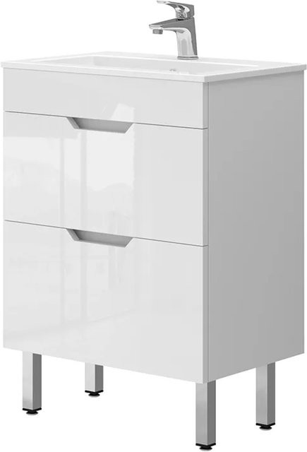 Vicco Badmöbel-Set Clayton Waschtisch mit Unterschrank in Weiß Hochglanz, Breite: 60 cm - Bild 2