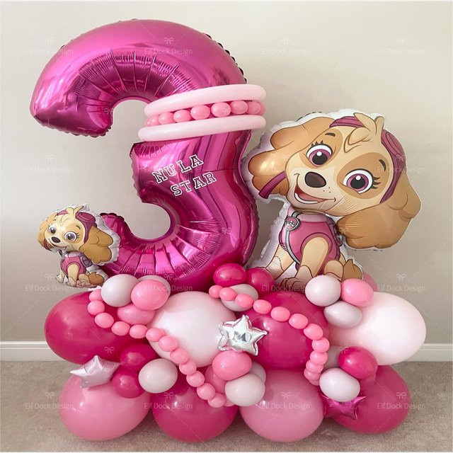 Paw Patrol Digitale Ballon Dekoration für Kindergeburtstage und Babypartys in Pink - Bild 1