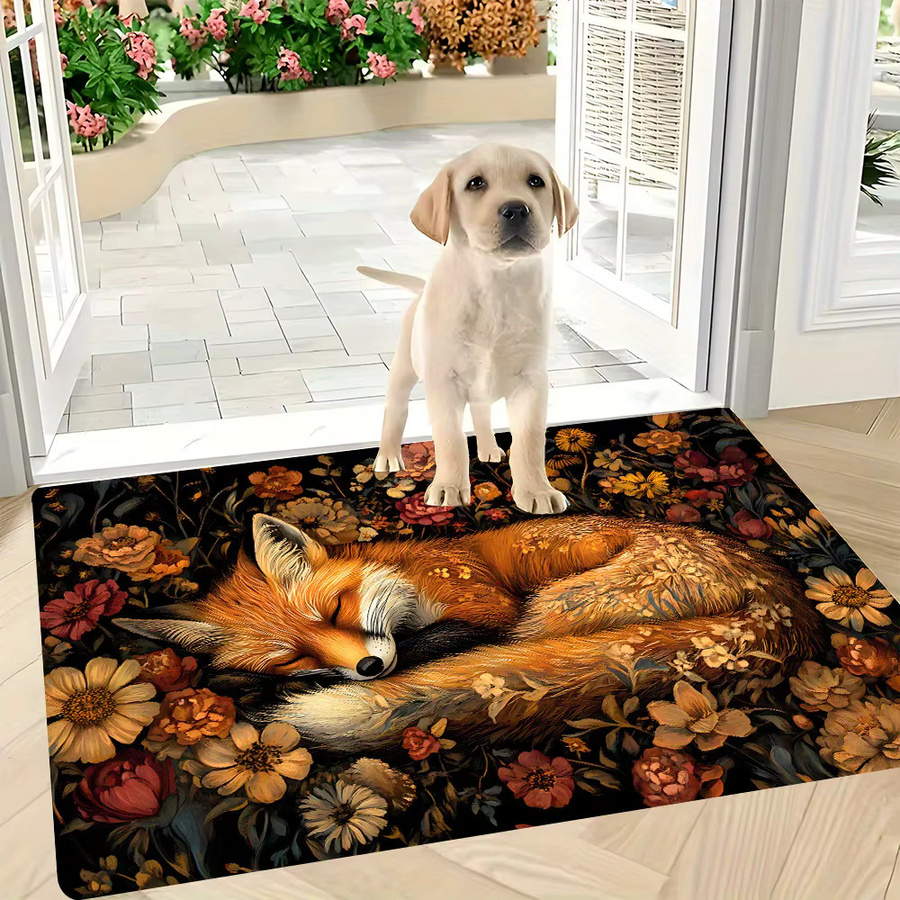 VIKAMA Schlafender Fuchs-Teppich aus Kunstfell in Multicolour für Wohnzimmer, Schlafzimmer, Küche oder Badezimmer - Bild 3