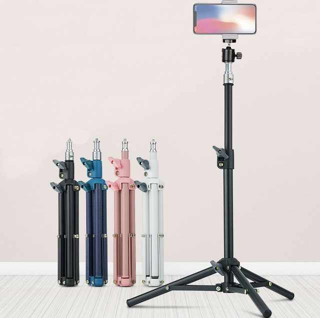 Mini Desktop Stativ mit Kugelkopfhalterung für Kamera, Ringlicht, Mobiltelefone und Tablets in Blau, Höhe: 35 cm bis 60 cm - Bild 1