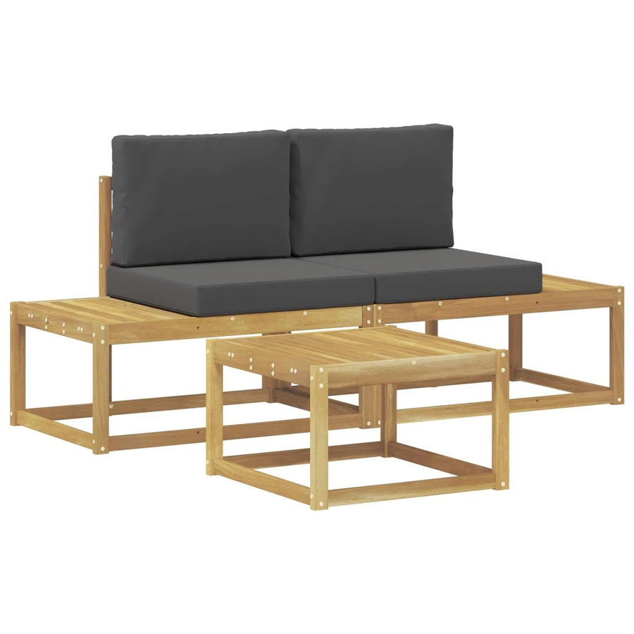 vidaXL Outdoor-Sofagarnitur aus Akazienholz mit 2er-Sofa und Couchtisch, Weiß und Anthrazit - Bild 2